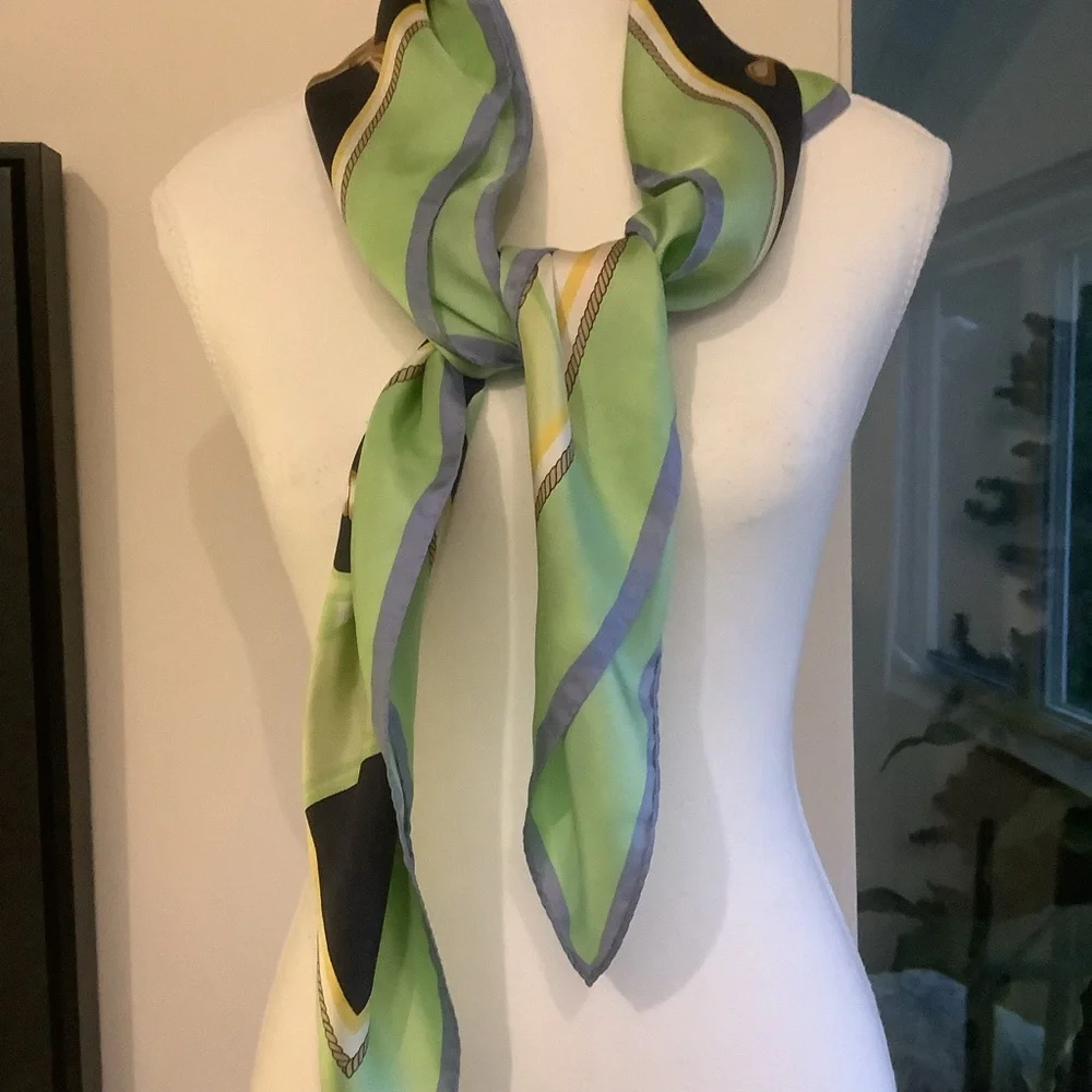 Vintage Talbots Silk Nautical Themed Scarf